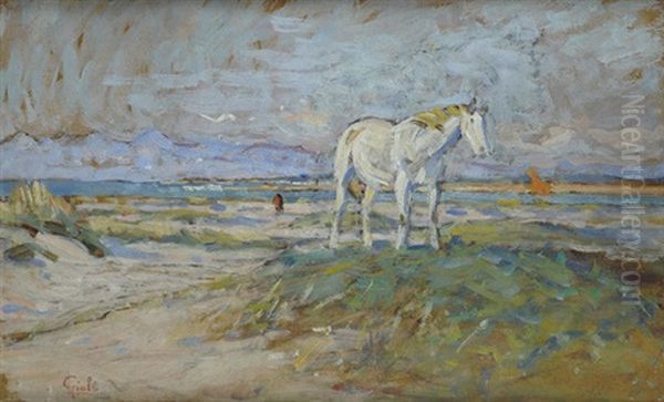 Cavallo Sulla Spiaggia Oil Painting by Luigi Gioli