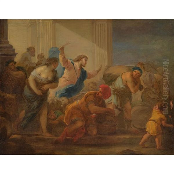 A Sketch For Christ Driving The Moneychangers From The Temple Oil Painting by Luca Giordano