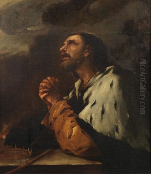 King David Oil Painting by Luca Giordano