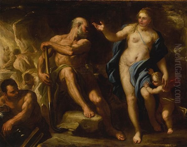 Venus At Vulcan's Forge Oil Painting by Luca Giordano