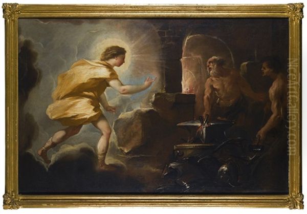 Apollo In The Forge Of Vulcan Oil Painting by Luca Giordano