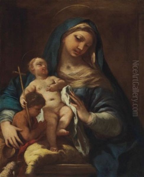 The Madonna And Child With The Infant Saint John The Baptist Oil Painting by Luca Giordano