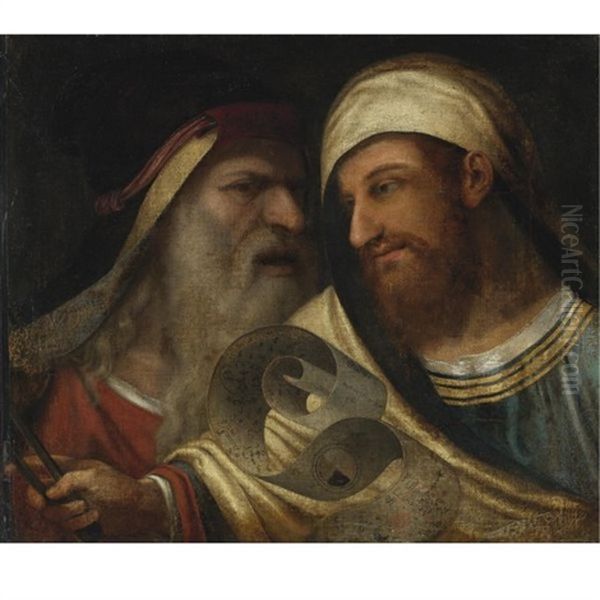 Two Philosophers Oil Painting by  Giorgione