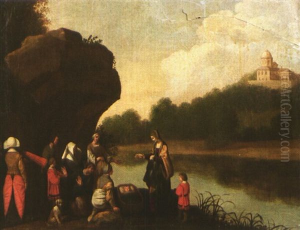 Moise Sauve Des Eaux Oil Painting by  Giorgione