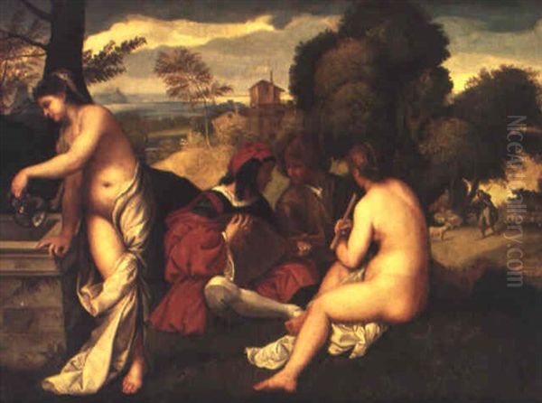 Concert Champetre Oil Painting by  Giorgione