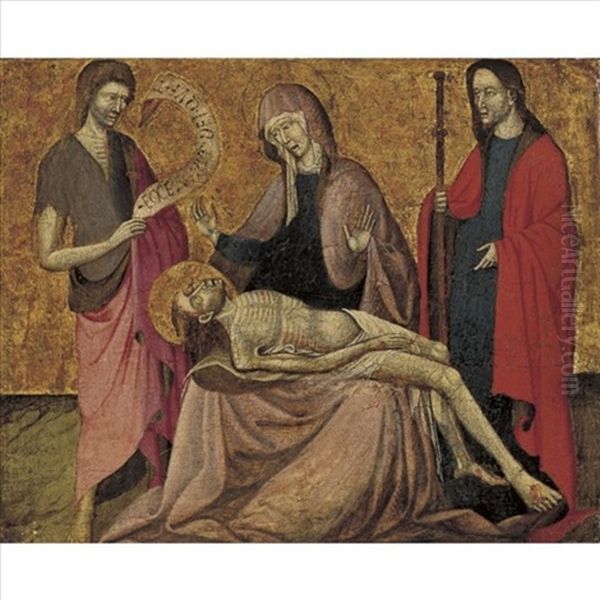 Pieta With Saints John The Baptist And James Oil Painting by  Giovanni da Modena