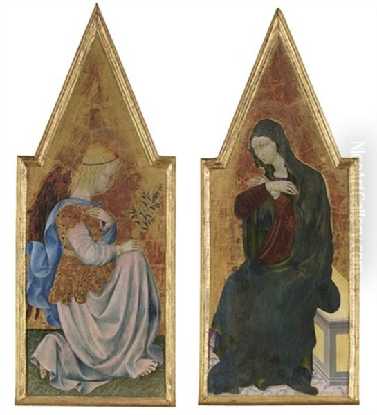 The Archangel Gabriel (+ The Virgin Annunciate; 2 Works) Oil Painting by  Giovanni di Paolo