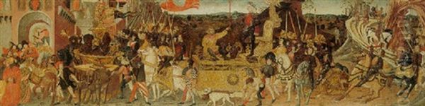 Triumph Of Caesar Oil Painting by  Giovanni di Ser Giovanni (Scheggia)