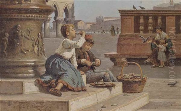 A Shellfish Meal, Venice Oil Painting by Antonio Paoletti di Giovanni