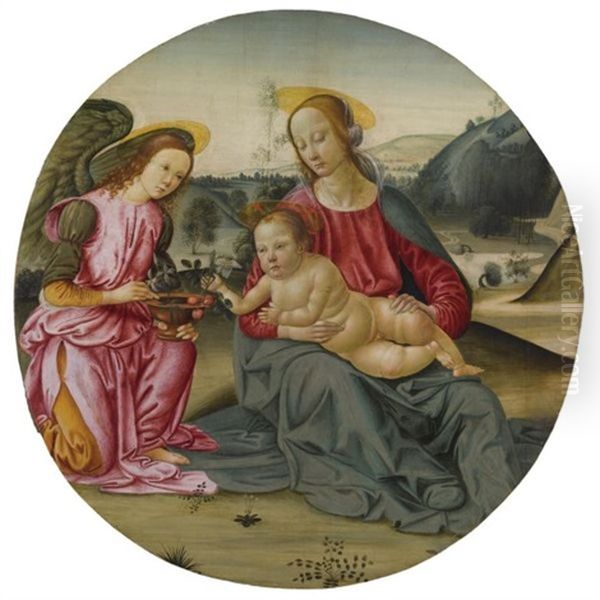 The Madonna And Child With An Attendant Angel Oil Painting by Gherardo di Giovanni