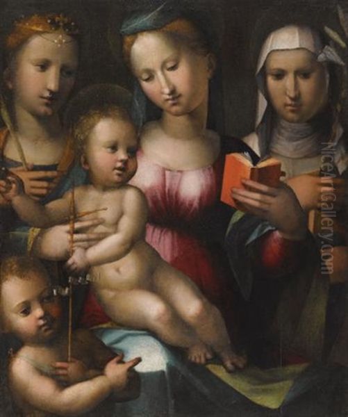 The Madonna And Child With Saints Anne, Catherine And The Infant John The Baptist Oil Painting by Giorgio Di Giovanni