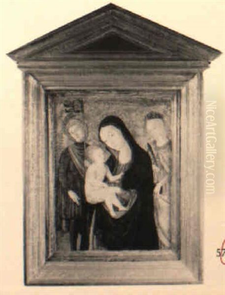 Madonna And Child With Noble Figures Oil Painting by Matteo Di Giovanni