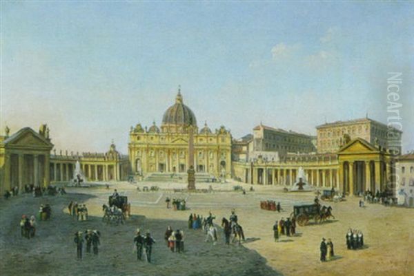 Der St. Petersplatz In Rom Oil Painting by Vincenzo Giovannini