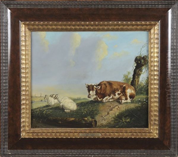 Vache Et Moutons Oil Painting by Frans Gips