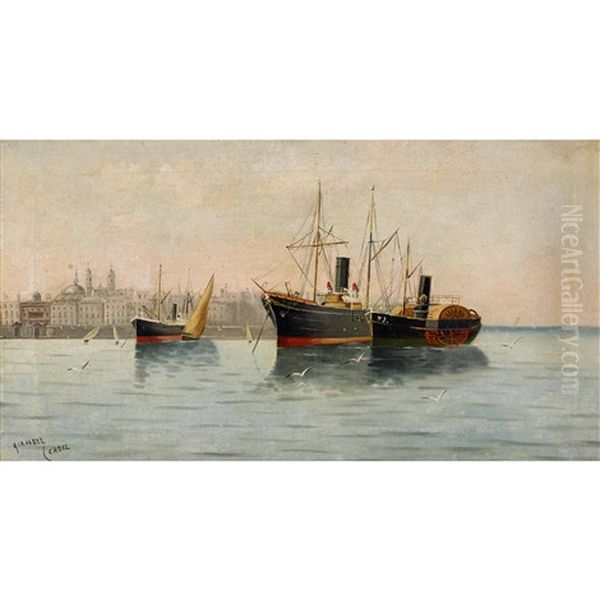 Der Hafen Von Cadiz Oil Painting by Adolfo Giraldez Y Penalver