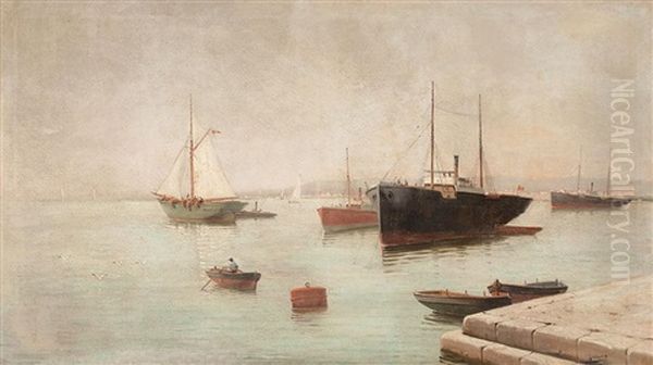 Marina Oil Painting by Adolfo Giraldez Y Penalver