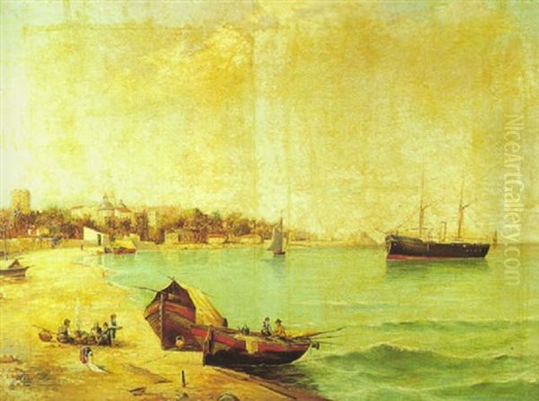 Marina: Sanlucar Desde Bonanza Oil Painting by Adolfo Giraldez Y Penalver