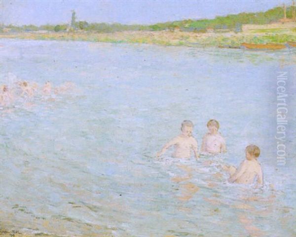 Baignade A Pontoise Oil Painting by Leon Giran-Max