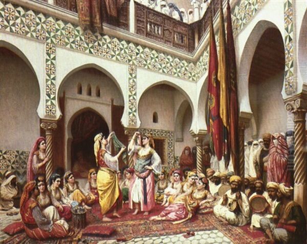 Divertissement Dans Une Maison Algeroise Oil Painting by Albert Girard