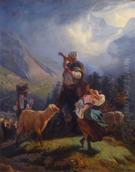 La Transumanza Oil Painting by Eugene Alexis Girardet