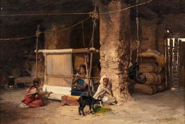 Les Tisserandes Oil Painting by Eugene Alexis Girardet