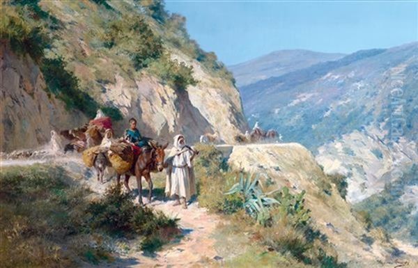 Le Retour Du Marche De Biskra Oil Painting by Eugene Alexis Girardet