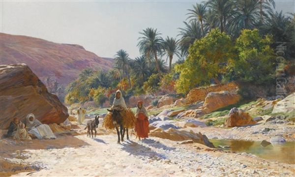 The Wadi At Bou Saada Oil Painting by Eugene Alexis Girardet