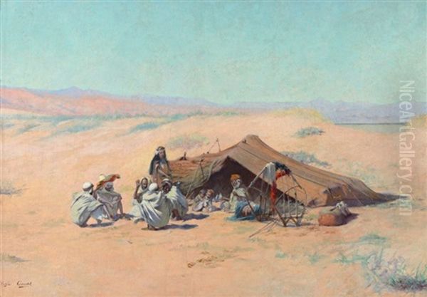 Campement Dans Le Desert Encampment In The Desert Oil Painting by Eugene Alexis Girardet