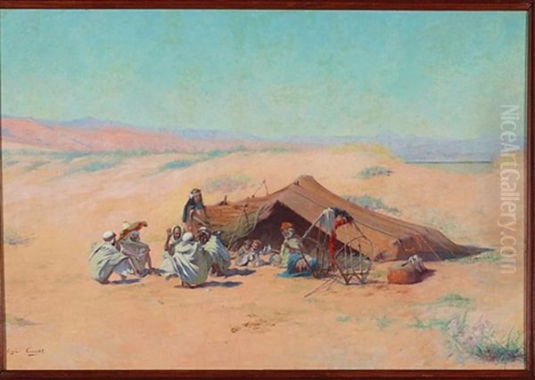 Bedoins Dans Le Desert Oil Painting by Eugene Alexis Girardet