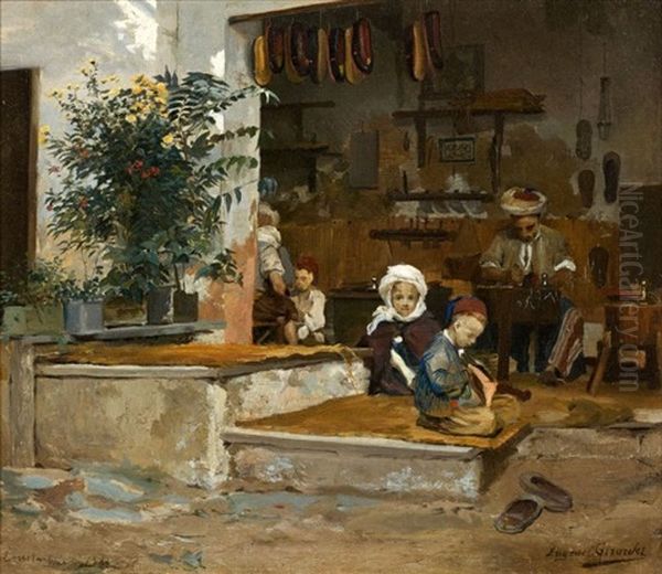 Le Cordonnier Oil Painting by Eugene Alexis Girardet