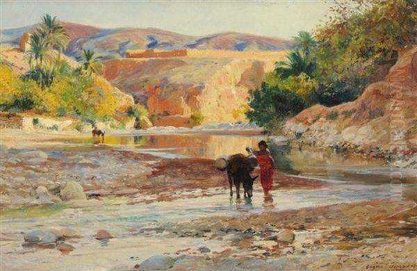 Riviere A El Kantara Oil Painting by Eugene Alexis Girardet