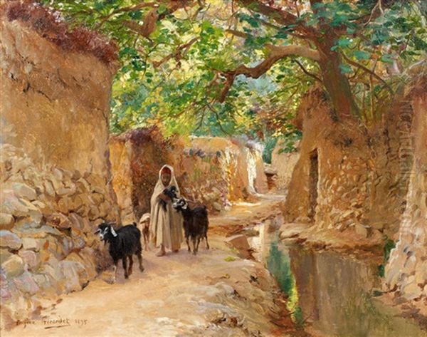 Chemin Dans L'oasis D'el Kantara Oil Painting by Eugene Alexis Girardet