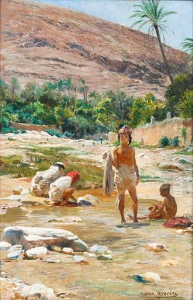 La Baignade Dans L'oued Oil Painting by Eugene Alexis Girardet