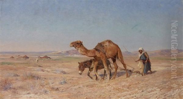 Le Labour Au Maroc Oil Painting by Eugene Alexis Girardet