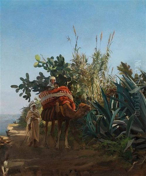 Chameliers A L'oasis Oil Painting by Eugene Alexis Girardet