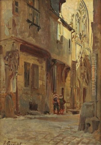 Conversation Devant L'eglise Oil Painting by Eugene Alexis Girardet