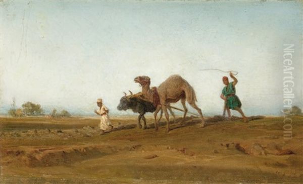 L'attelage Oil Painting by Eugene Alexis Girardet