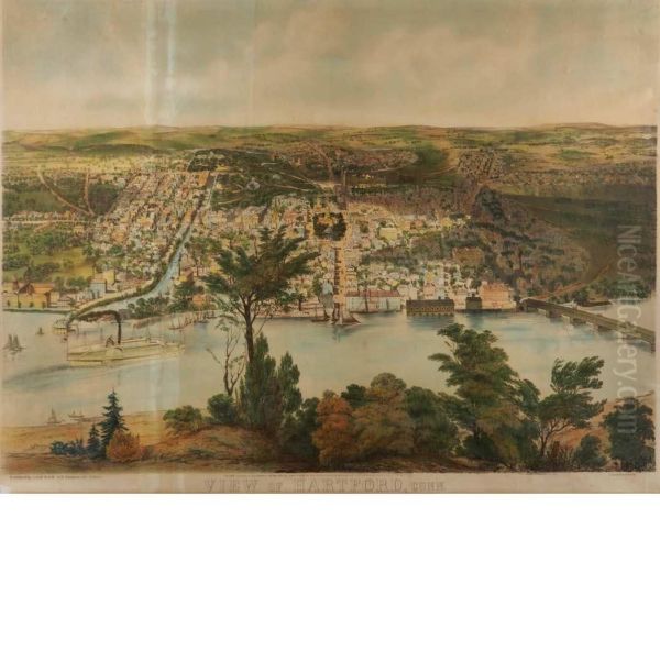 View Of Hartford, Conn Oil Painting by John Bachman