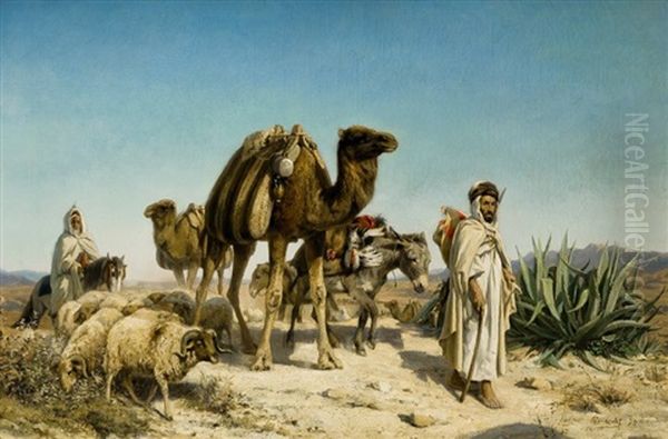 Caravane Dans Le Desert Oil Painting by Eugene Alexis Girardet