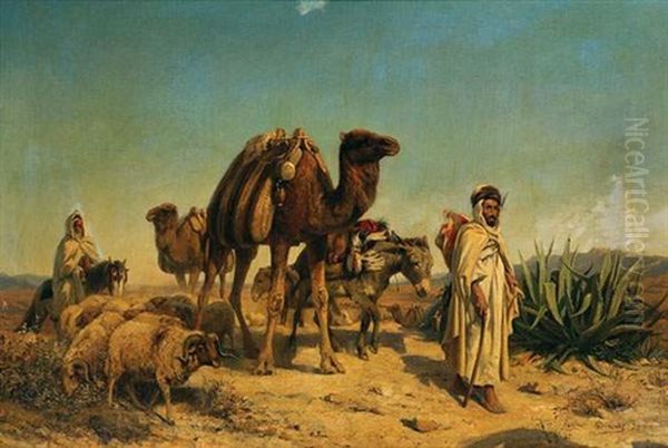 Caravane Dans Le Desert Oil Painting by Eugene Alexis Girardet