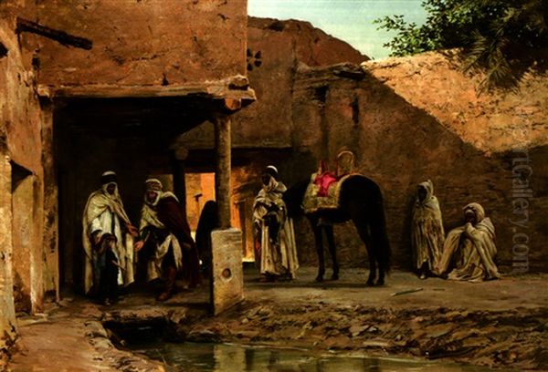 La Visit Du Sheik Oil Painting by Eugene Alexis Girardet