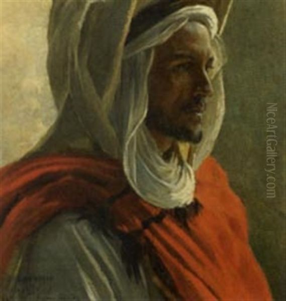 Portrait De Bel Arbi -el Kantar Oil Painting by Eugene Alexis Girardet