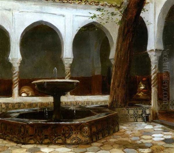 La Priere Sous Les Arcades De La Mosquee Oil Painting by Eugene Alexis Girardet