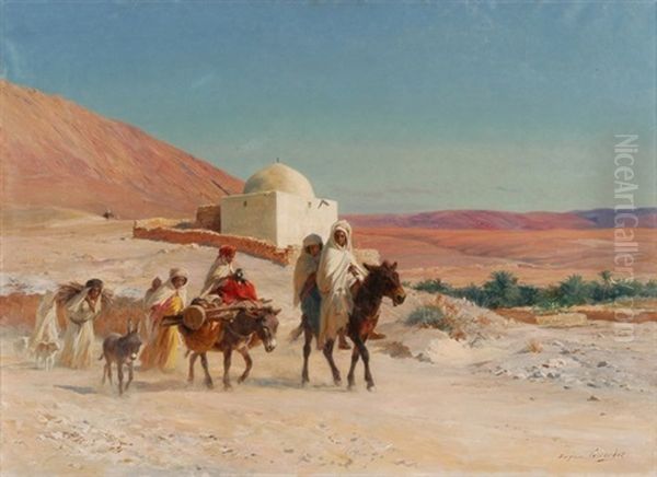 Karawane In Der Algerischen Wuste Oil Painting by Eugene Alexis Girardet