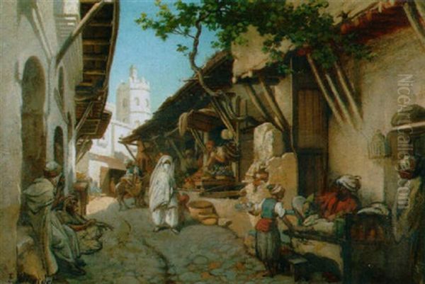 Nordafrikanische Basarstrasse Am Nachmittag Oil Painting by Eugene Alexis Girardet