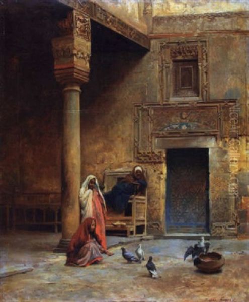 Une Cour Arabe Oil Painting by Eugene Alexis Girardet