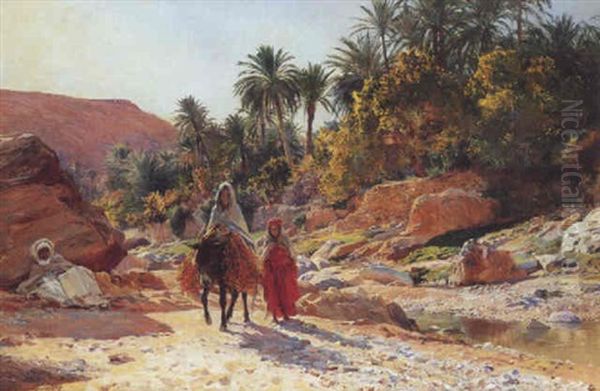 Oued A Bou-saada Oil Painting by Eugene Alexis Girardet