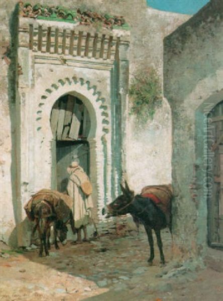 A Street-scene In Tanger Oil Painting by Eugene Alexis Girardet