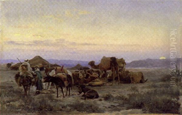 Nachtlager Der Karavane Oil Painting by Eugene Alexis Girardet