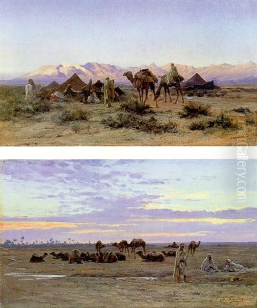 Campement Au Lever Du Soleil Oil Painting by Eugene Alexis Girardet